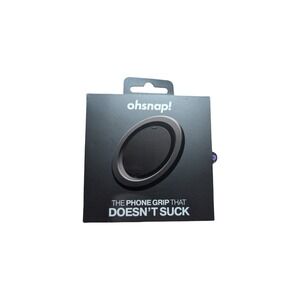 Gg1-O OhSnap Magnetic Ultra Thin Grip & Stand w Magsafe Charge-thru Boring Black